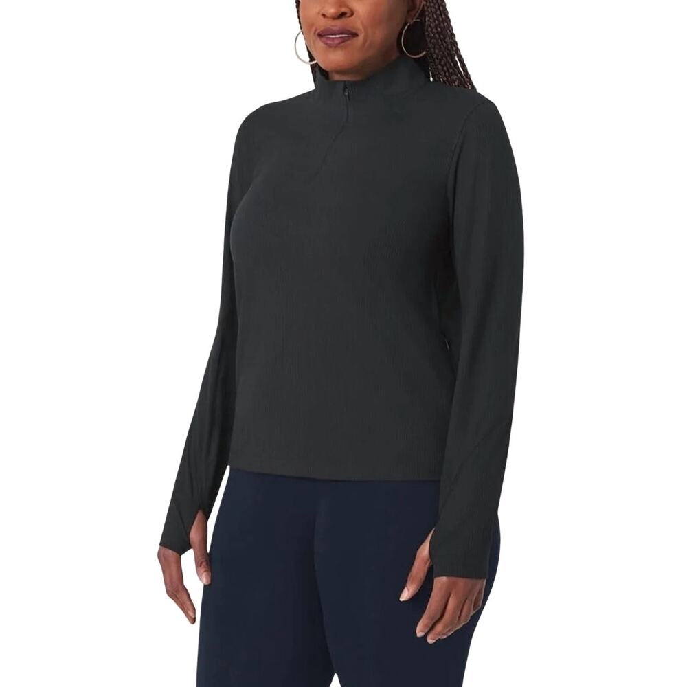 Mondetta Active Ribbed‎ Quarter-Zip Pullover (Size L) NWOT Black